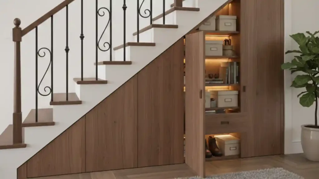 hidden storage di bawah tangga