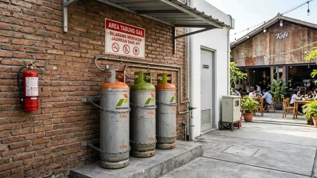 Keamanan Kerja, Posisi Tabung Gas Kafe